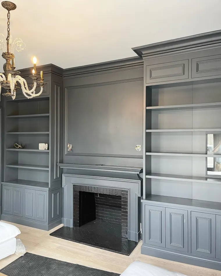 Custom fireplace surround cabinetry by Heard Woodworking — project 1