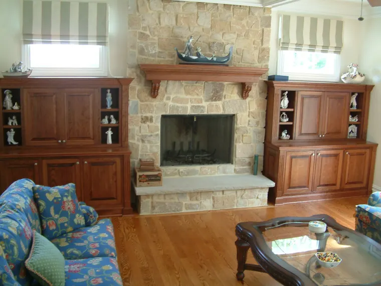 Custom fireplace surround cabinetry by Heard Woodworking — project 5