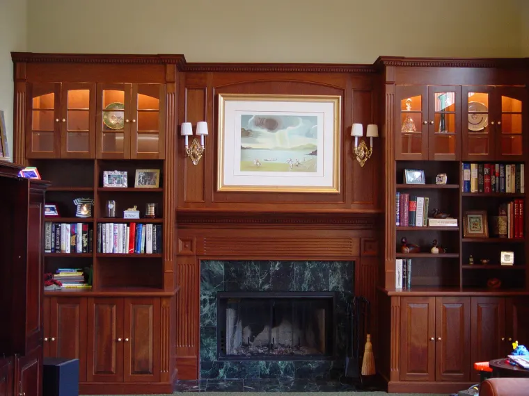 Custom fireplace surround cabinetry by Heard Woodworking — project 6